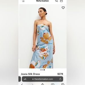 Reformation Joanne Silk Charmeuse Hyperion Floral Dress 6 NEW Strapless Maxi